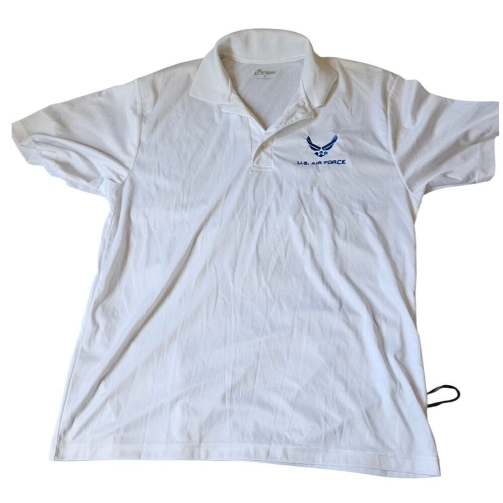 Paragon US Air Force Embroidered White Performance Polo Shirt Mens Size M
